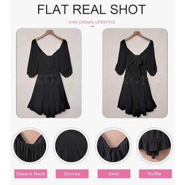 Stylish Dokotoo Square Neck Black Dress for Women