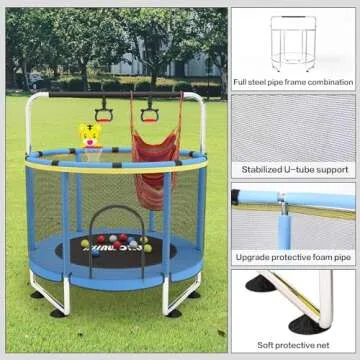 Trampoline for Kids, Adjustable Baby Toddler Trampoline with Basketball Hoop, 440lbs Indoor Outdoor ...
