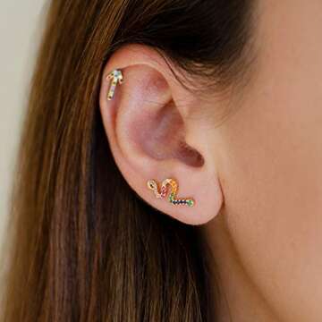 LAVLA Snake Earrings Snake Earrings for Women Rainbow Studs Earrings Dainty Earrings Minimalist Earrings