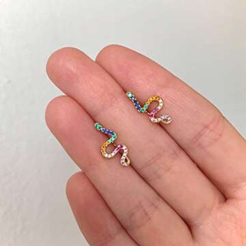 LAVLA Snake Earrings Snake Earrings for Women Rainbow Studs Earrings Dainty Earrings Minimalist Earrings