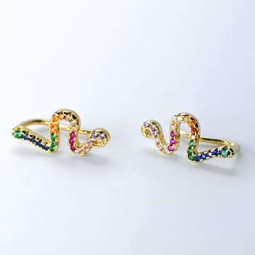 LAVLA Snake Earrings Snake Earrings for Women Rainbow Studs Earrings Dainty Earrings Minimalist Earrings