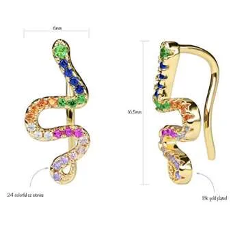 LAVLA Snake Earrings Snake Earrings for Women Rainbow Studs Earrings Dainty Earrings Minimalist Earrings