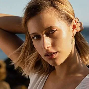 Stylish Mevecco Gold Lock Hoop Earrings for Women 14K Gold Plated