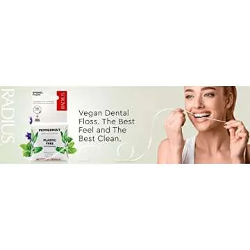RADIUS Vanilla Mint Dental Floss 55 Yards Vegan & Non-Toxic Oral Care Boost & Designed to Help Fight...