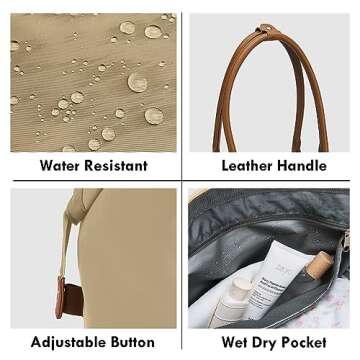 printe Mommy Bag for Hospital, Large Diaper Bag Tote for 2 Kids, Big Waterproof Hospital Bag for Labor and Delivery with Straps, Travel Baby Diaper Bag, Khaki