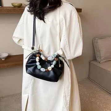 Stylish Women Top Handle Handbag with Colorful Beads