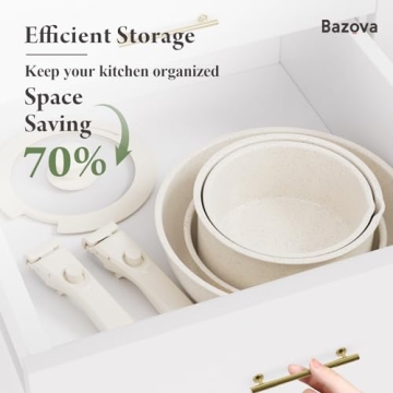 Bazova Ceramic Nonstick Cookware Set - 17 Pieces