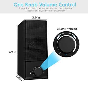 YYV Computer Speakers, Dual 5W USB Desktop Speaker with Volume Control, Headphone and Mic Output, External Speakers for Laptops/Desktops/ (Lavalier Microphone Included)