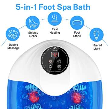 Foot Bath Spa with Heat and Massage, Pedicure Foot soak Tub for Feet Stress Relief with Massage Roll...
