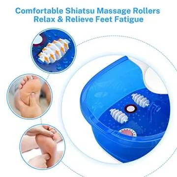 Foot Bath Spa with Heat and Massage, Pedicure Foot soak Tub for Feet Stress Relief with Massage Rollers,Pumice Stone,Bubbles Vibration and Temperature Control, 2 Red Light