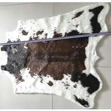 Cow Print Rug, 3.7 x 3.2Ft Faux Cow Hide Skin Carpets Animal Printed Area Rug for Decorating Kids Room, Under Coffee Table, Cowboy Themed Nursery, Jungle Themed Room