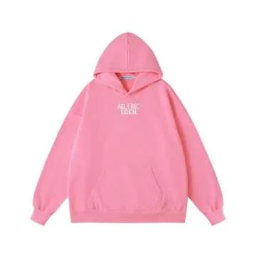 Aelfric Eden Graphic Hoodies for Men Vintage Printed Hoodie Sweatshirt Oversized Long Sleeve Streetwear Hooded Pullover Pink