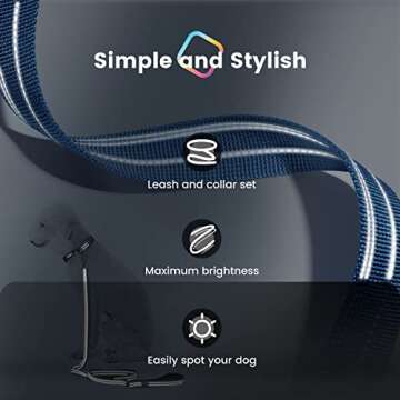 Pawaii Dog Collar and Leash Set, Personalized Dog Collar with Reflective Dog Leash, Dog Collar and Leash for Medium Dogs Adjustable Size
