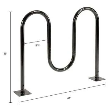 Global Industrial 41"L Wave Bike Rack, Black, Flange Mount, 5-Bike Capacity