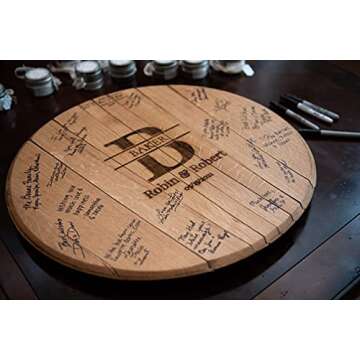 Personalized Wedding Guestbook from Real Bourbon Barrel Head