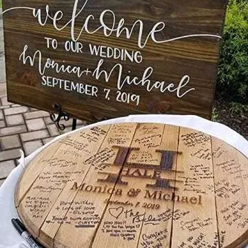 Personalized Wedding Guestbook from Real Bourbon Barrel Head