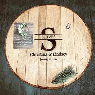 Personalized Wedding Guestbook from Real Bourbon Barrel Head