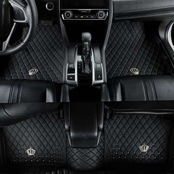 All Weather PU Leather Floor Mats for Car SUV & Truck - 5 Pack/Set (Front & Rear), Heavy Duty Protec...