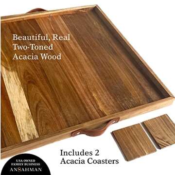 ANSAHMAN Acacia Wood Serving Tray - 23x23 for All Occasions