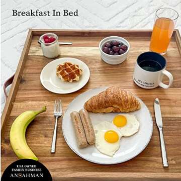 ANSAHMAN Acacia Wood Serving Tray - 23x23 for All Occasions