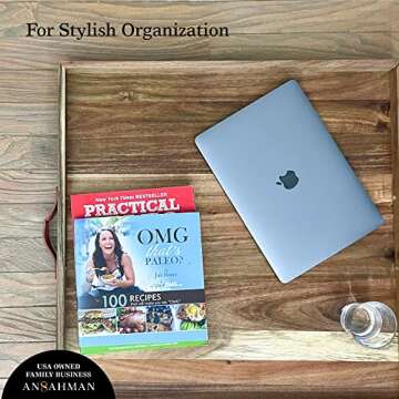 ANSAHMAN Acacia Wood Serving Tray - 23x23 for All Occasions