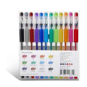 KingArt Glitter Rollerball Gel Pens, 12 Sparkling Colors