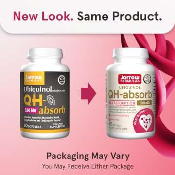 Jarrow Formulas QH-Absorb, 100 mg, Ubiquinol Dietary Supplement for Healthy Cardiovascular Function,...