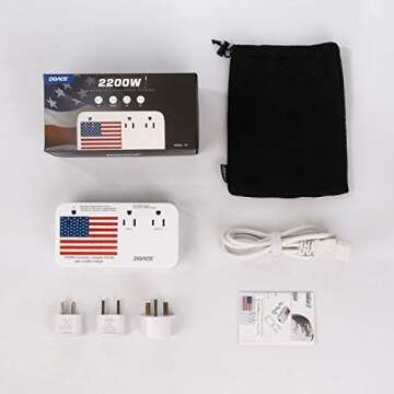 2000W Travel Voltage Converter, 220V to 110V Converter for Hair Dryer Straightener Curling Iron, 10A Power Adapter with 2 USB and EU/UK/AU/US Plugs for Charging Laptop Tablet Camera Cell Phone