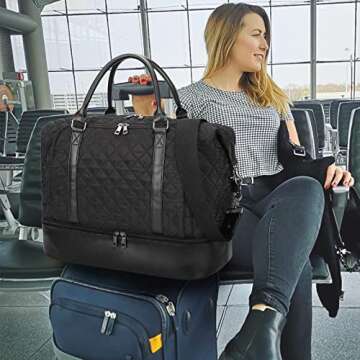 CAMTOP Women Ladies Travel Weekender Bag Overnight Duffel Carry-on Tote Bag fit 15.6 Inch Laptop Computer