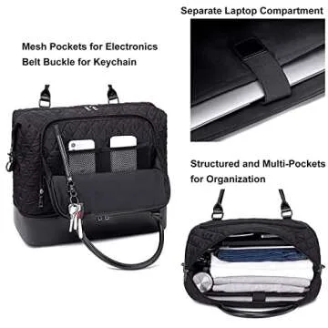 CAMTOP Women Ladies Travel Weekender Bag Overnight Duffel Carry-on Tote Bag fit 15.6 Inch Laptop Computer