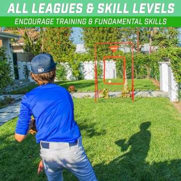 GoSports 6 ft x 3.5 ft Baseball & Softball Pitching and Fielding Rebounder - Adjustable Angle Pitch Back Net - Practice Grounders, Pop Flies, Line Drives