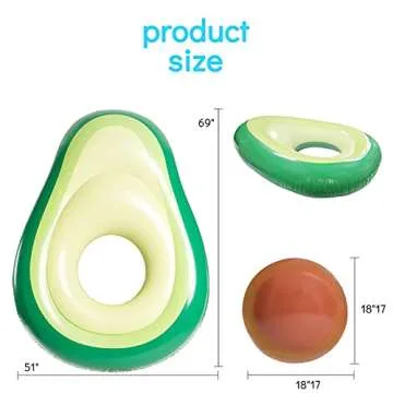 Inflatable Avocado Pool Float Floatie with Ball Water Fun Large Blow Up Summer Beach Swimming Floaty Party Toys Lounge Raft for Kids Adults
