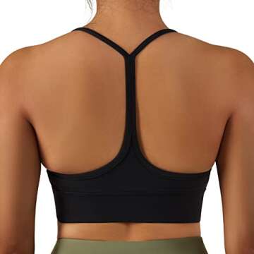 RUUHEE Women Y Back Sports Bra Racerback Spaghetti Straps Padded Support Workout Yoga Bras(Small,Y Back-Black)