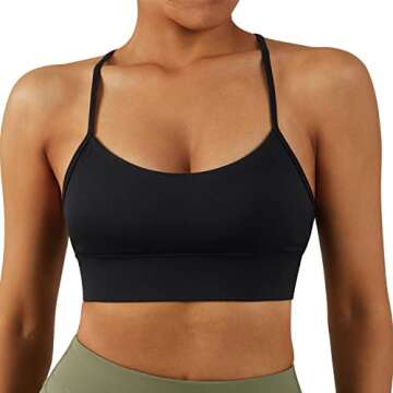 RUUHEE Women Y Back Sports Bra Racerback Spaghetti Straps Padded Support Workout Yoga Bras(Small,Y Back-Black)