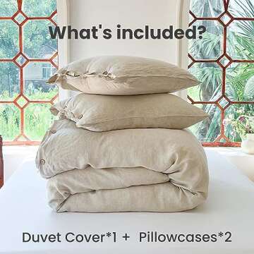 Simple&Opulence 100% Linen Duvet Cover Set 3pcs with Coconut Button Closure Natural French Washed Flax Solid Color Soft Breathable Farmhouse Bedding - Linen, Full Size
