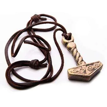 Norse Tradesman Thor's Hammer Necklace - Solid Brass Mjolnir