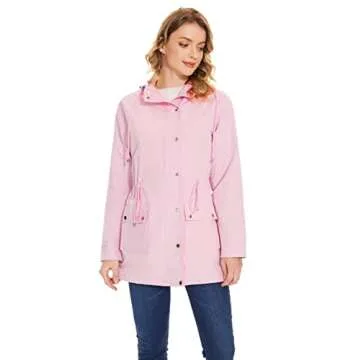 BBX Lephsnt Rain Jackets for Women Waterproof Lightweight Travel Raincoat Trench Windbreaker with Ho...