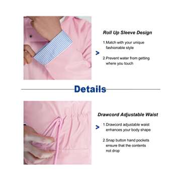 BBX Lephsnt Rain Jackets for Women Waterproof Lightweight Travel Raincoat Trench Windbreaker with Hood Pink M