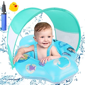 Fixget Baby Swimming Float with UPF50 Sun Canopy