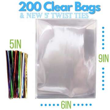 TATTI Clear Cellophane Bags - Perfect for Favors