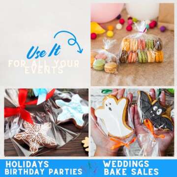 TATTI Clear Cellophane Bags - Perfect for Favors