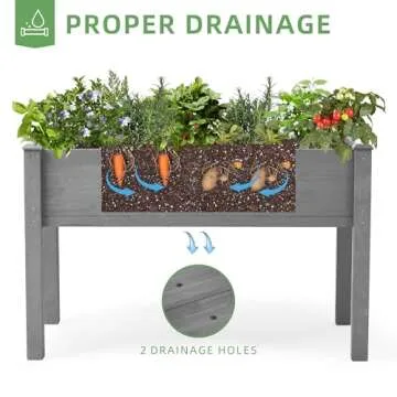 48x24x30 Elevated Wooden Planter Bed for Gardens