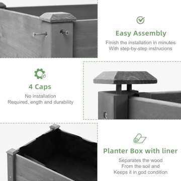 48x24x30 Elevated Wooden Planter Bed for Gardens