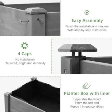 48x24x30 Elevated Wooden Planter Bed for Gardens