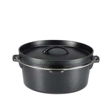 Amazon Basics Pre-Seasoned Cast Iron 5 Pieces Kitchen Pots and Pans Cookware Set, Black, 14.17 x 12....