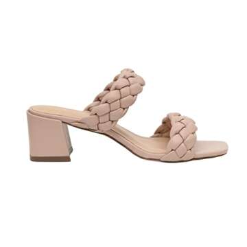 CUSHIONAIRE Women's Onyx Braided Heel Sandal in Nude