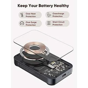 YOOZER Magnetic Battery Pack 5000mAh Magnetic Wireless Portable Charger 18W USB-C Transparent Power Bank with Foldable Stand for iPhone 13/13 Pro/13 Pro Max/12/12 Pro/12 Pro Max