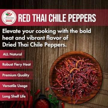 Authentic Red Thai Chili Peppers, 5 oz. Bag, Genuine Hot Red Whole Pepper Chilis, Dried Fresh for Cooking Traditional Asian Foods, Soups, and Curry by Amazing Chiles & Spices