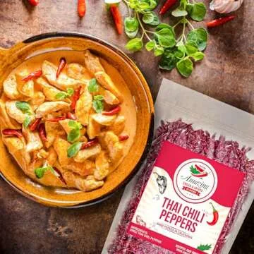 Authentic Red Thai Chili Peppers, 5 oz. Bag, Genuine Hot Red Whole Pepper Chilis, Dried Fresh for Cooking Traditional Asian Foods, Soups, and Curry by Amazing Chiles & Spices