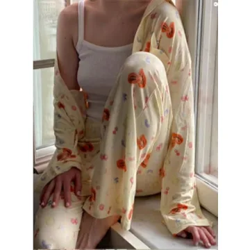 Y2K Floral Fruit Print Pajama Set Comfortable Lounge Wear